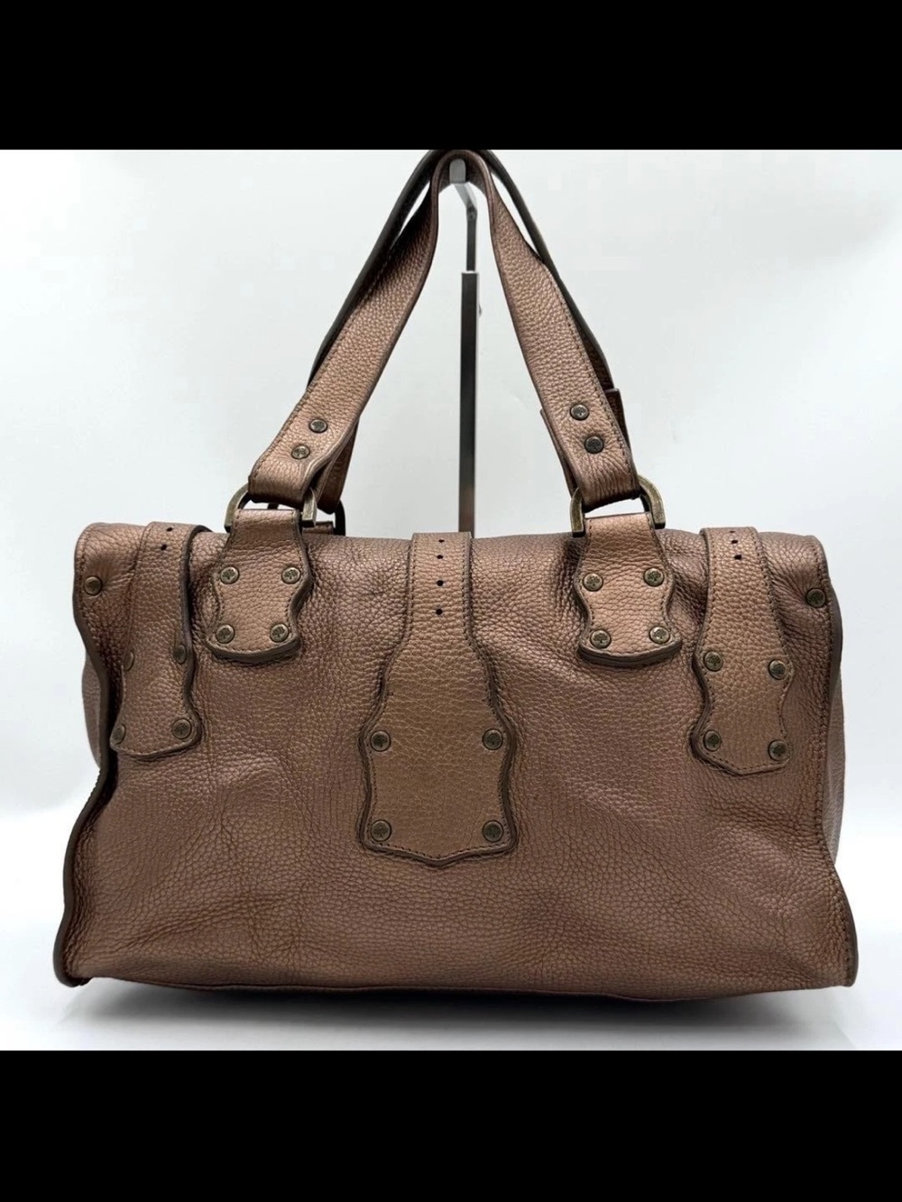 Mulberry Brown Pebbled Leather Buckle Satchel - Picture 2 of 11